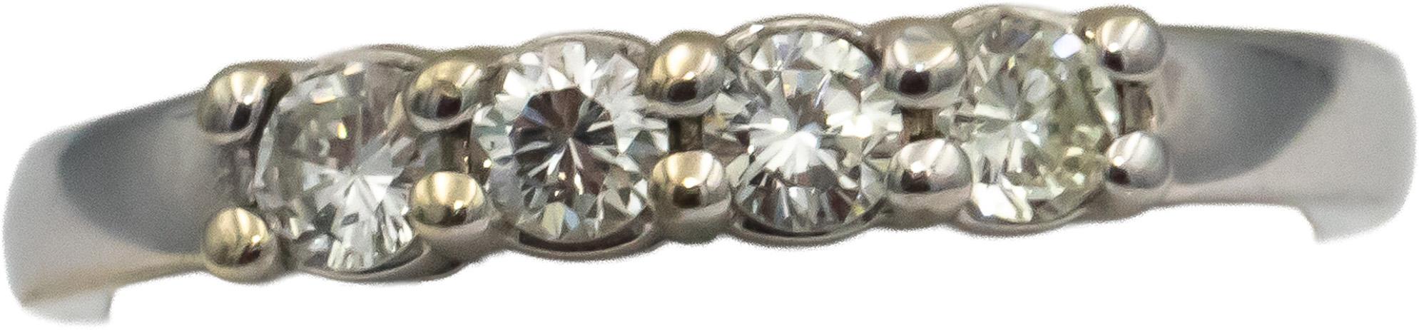 18k White Gold VS Round Diamond Four Stone Band Ring 0.33CT Size 6