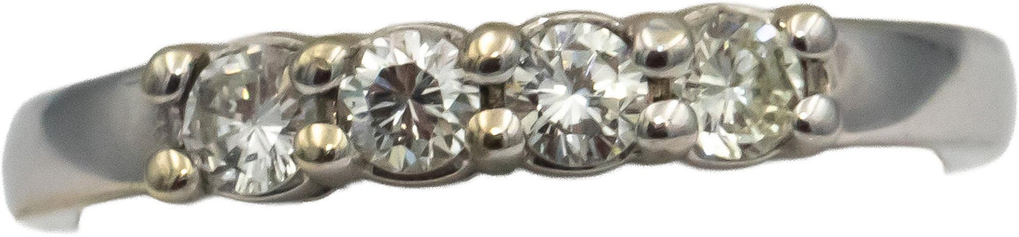 18k White Gold VS Round Diamond Four Stone Band Ring 0.33CT Size 6