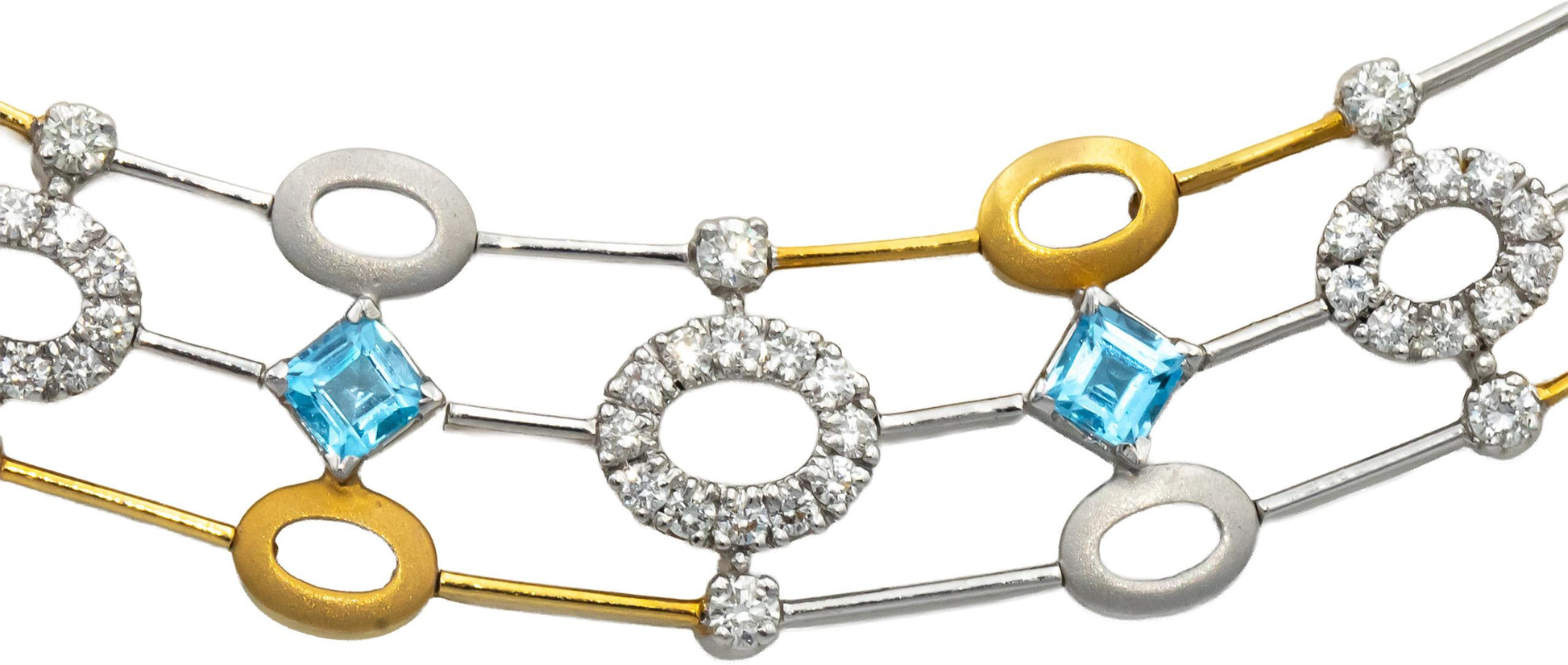 14k-18k White & Yellow Gold VS Diamond and Blue Topaz Formal Necklace 5.0CT