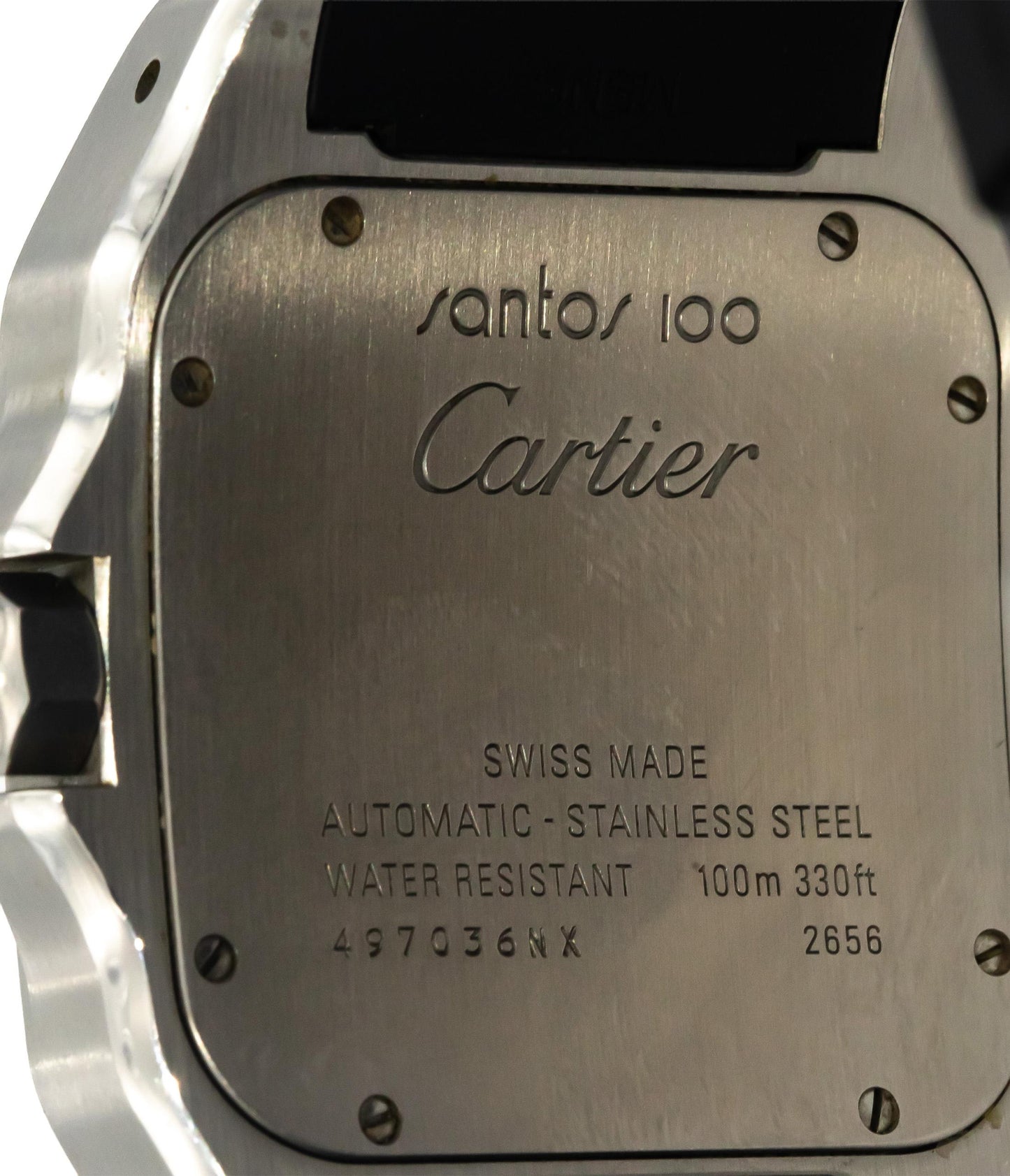 CARTIER Santos 100 Stainless Steel 38mm Rubber 2656 Men's Automatic Watch