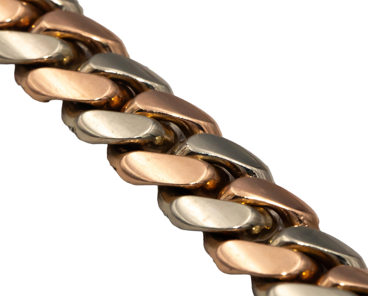 14k White & Rose Gold Round Diamond Iced Out Cuban Link Necklace 13.0CT