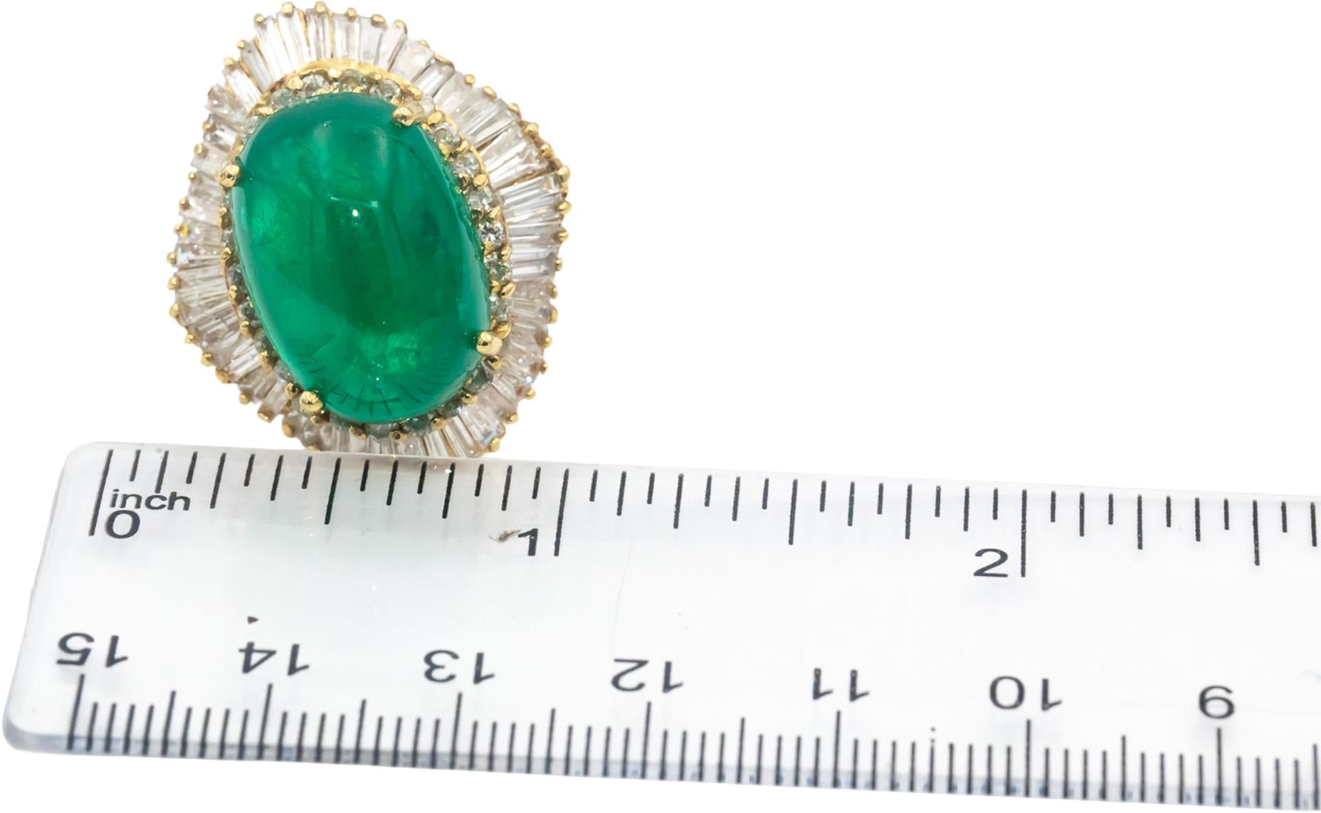 GIA Certified 18k Yellow Gold Colombian Emerald & Diamond Cocktail Ring 19.41CT