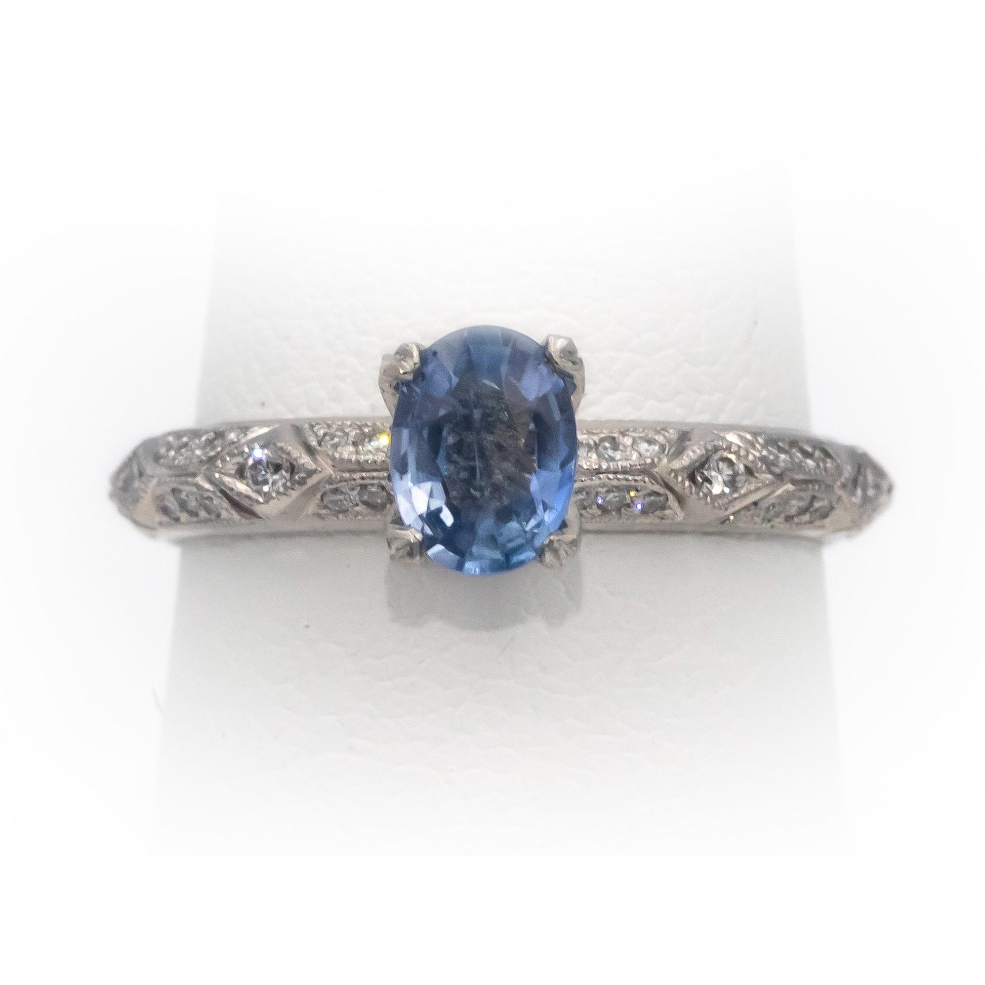 TACORI Platinum Oval Sapphire Round Diamond Cocktail Ring 0.99CT Size 6.5