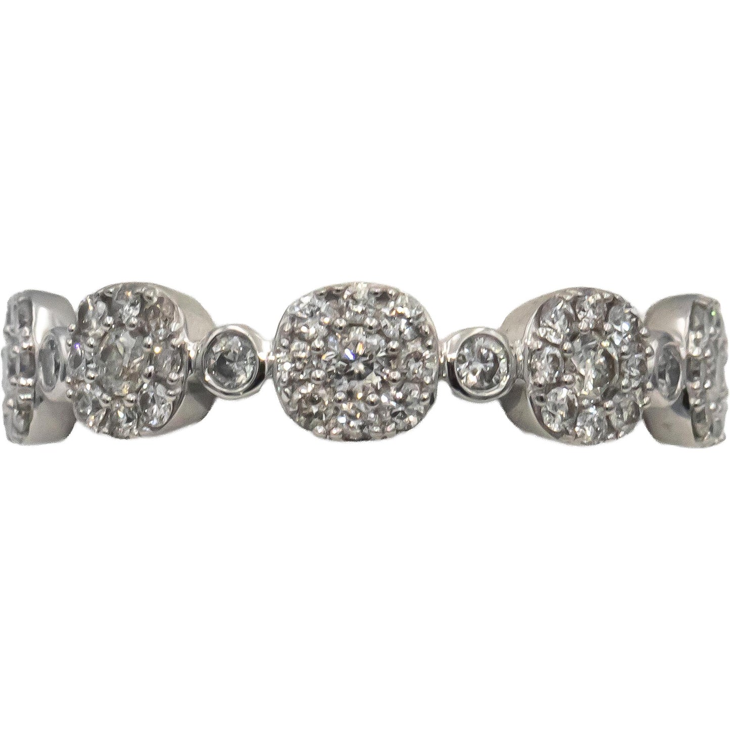 18k White Gold Round Diamond Cluster Band Ring 0.40CT Size 7.25