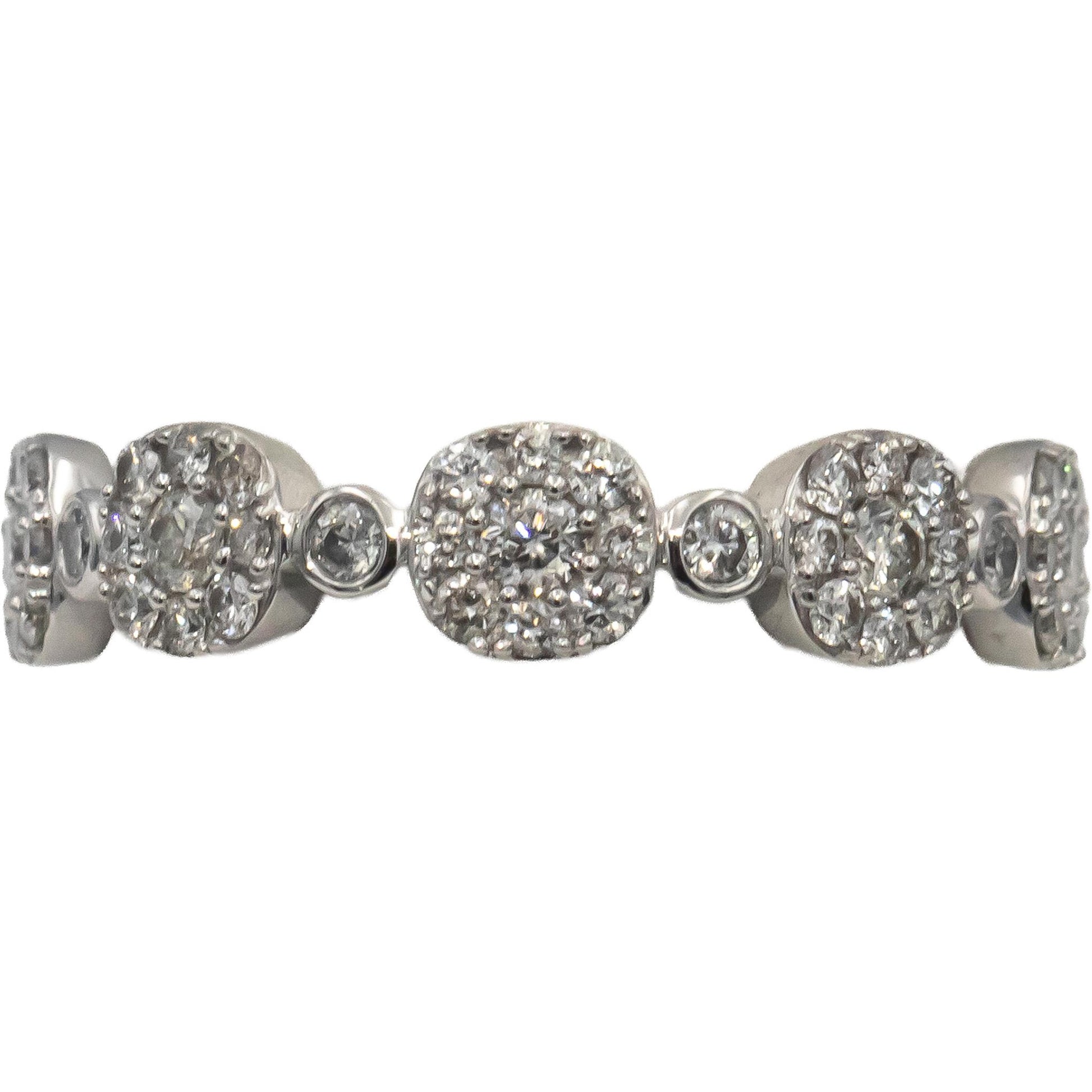 18k White Gold Round Diamond Cluster Band Ring 0.40CT Size 7.25