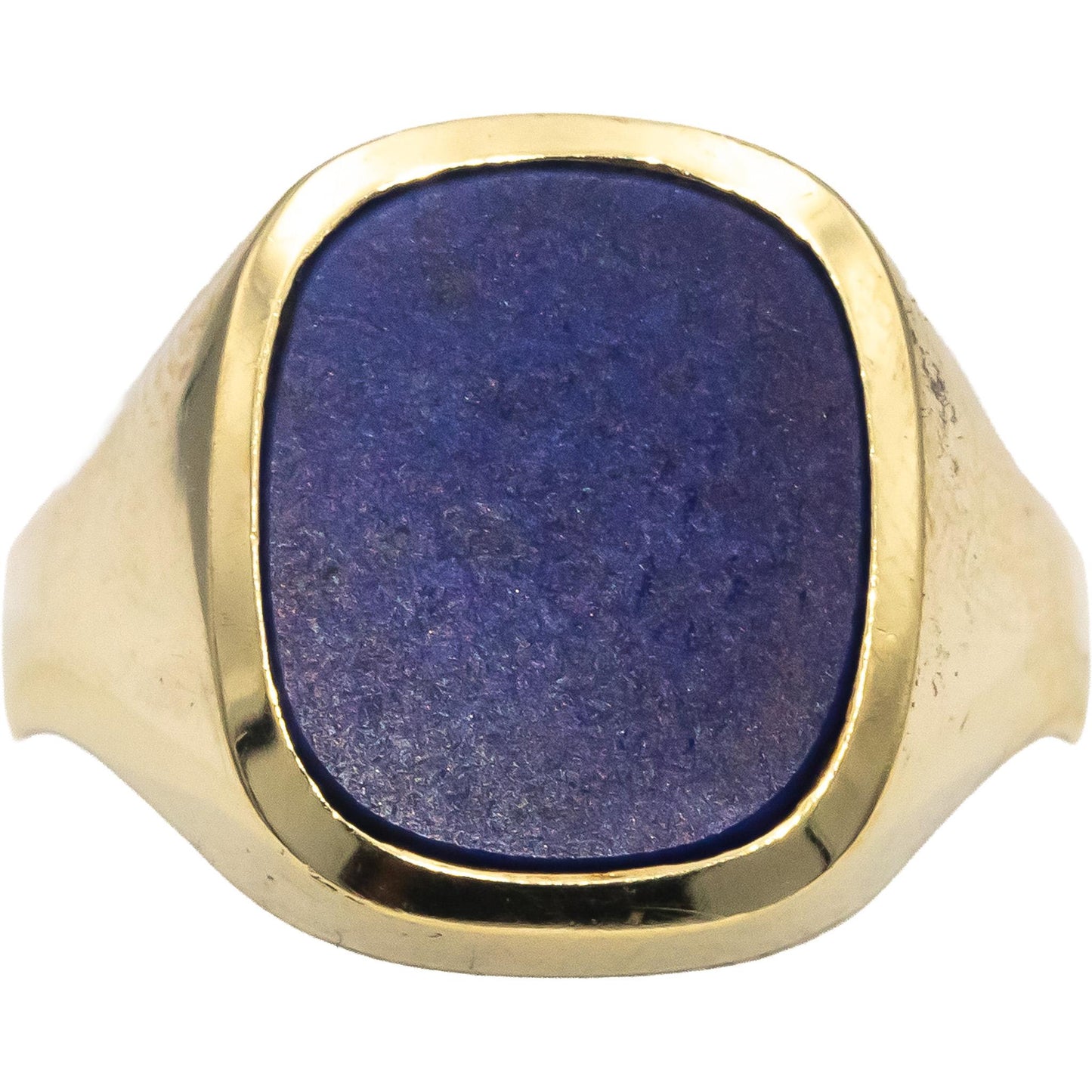 14k Yellow Gold Cabochon Lapis Lazuli Solitaire Ring Size 10.75