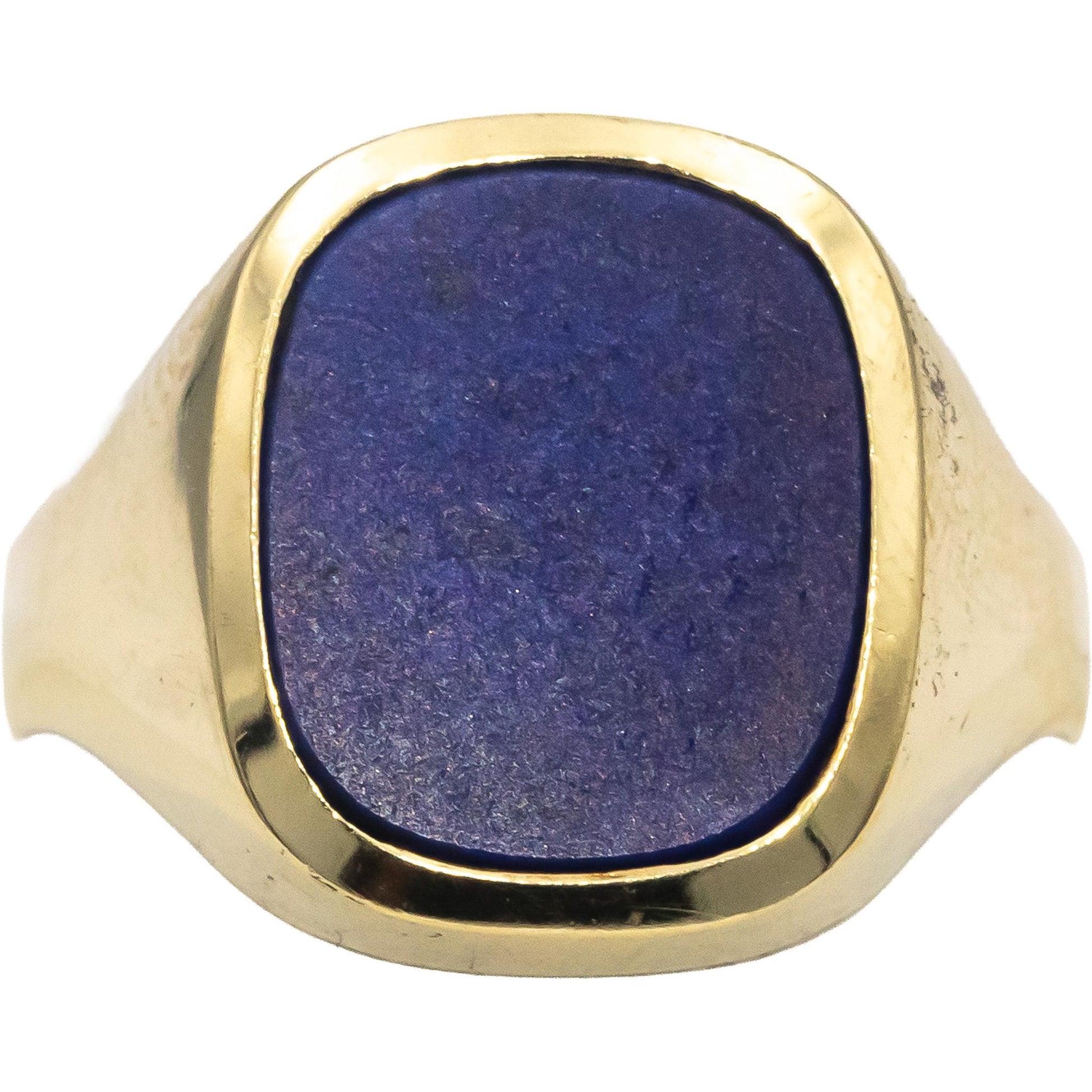 14k Yellow Gold Cabochon Lapis Lazuli Solitaire Ring Size 10.75