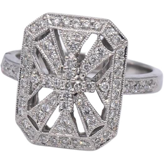 18k White Gold Round Diamond Cluster Cocktail Ring 0.55CT Size 6.75