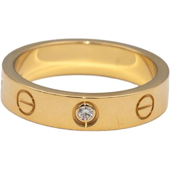 CARTIER 18k Gold Love Collection Round Diamond 4mm Band Ring .02CT Size 49 $2640