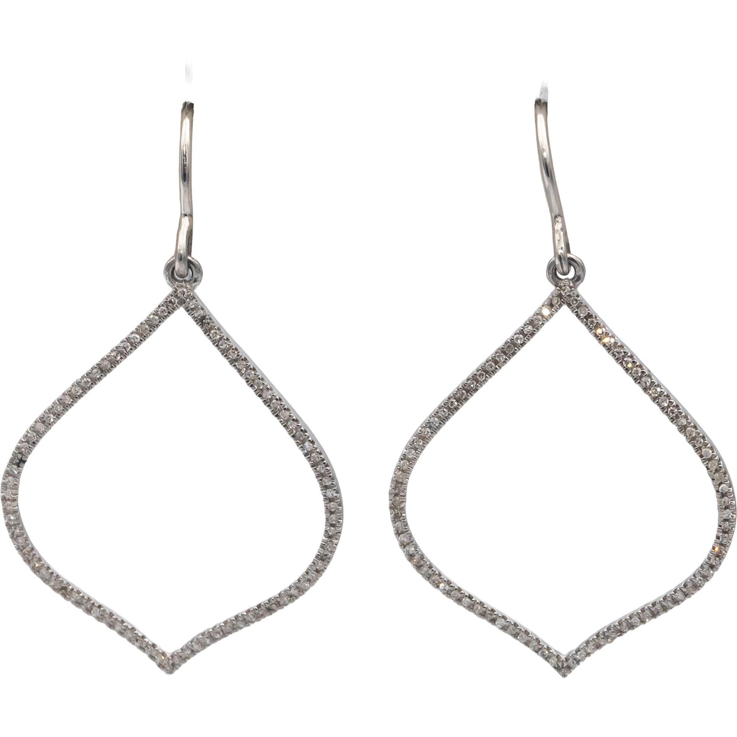 14k White Gold Round Diamond Drop Dangle Earrings 0.12CT