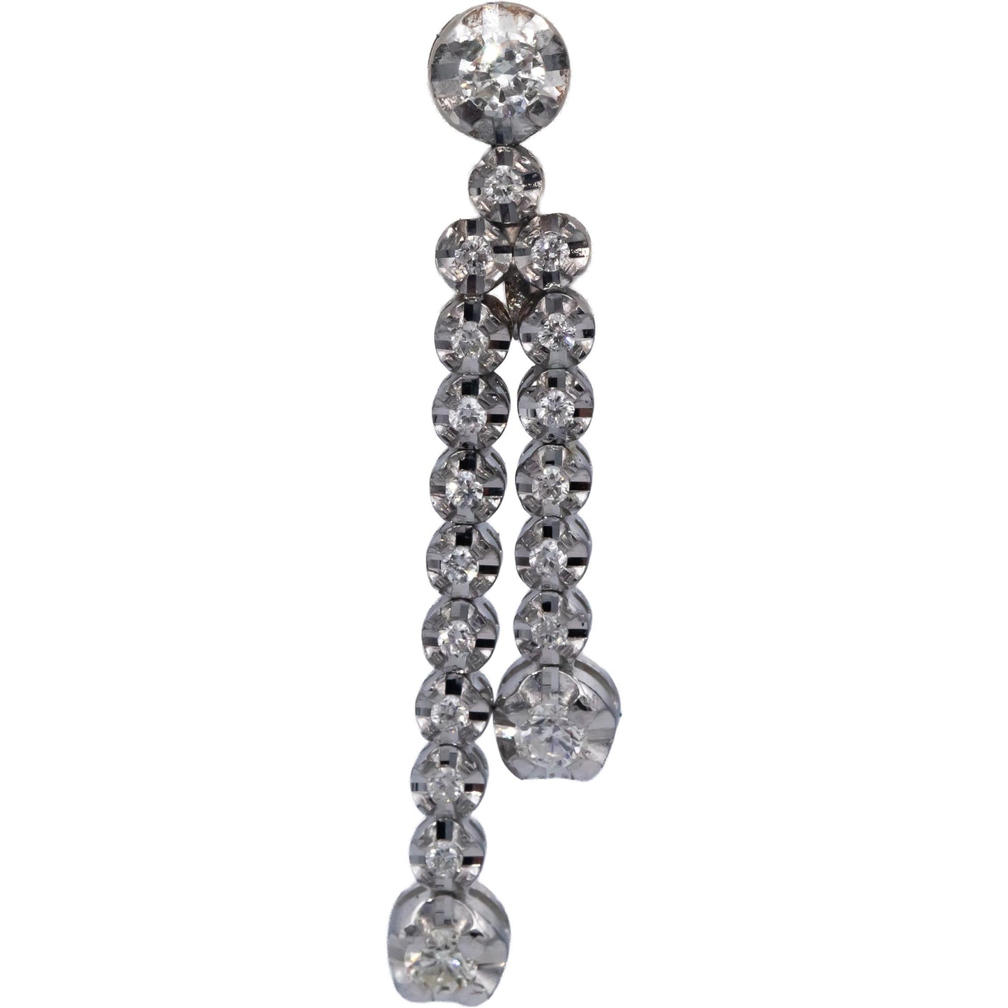 14k White Gold Round Diamond Drop Dangle Earrings 1.20CT