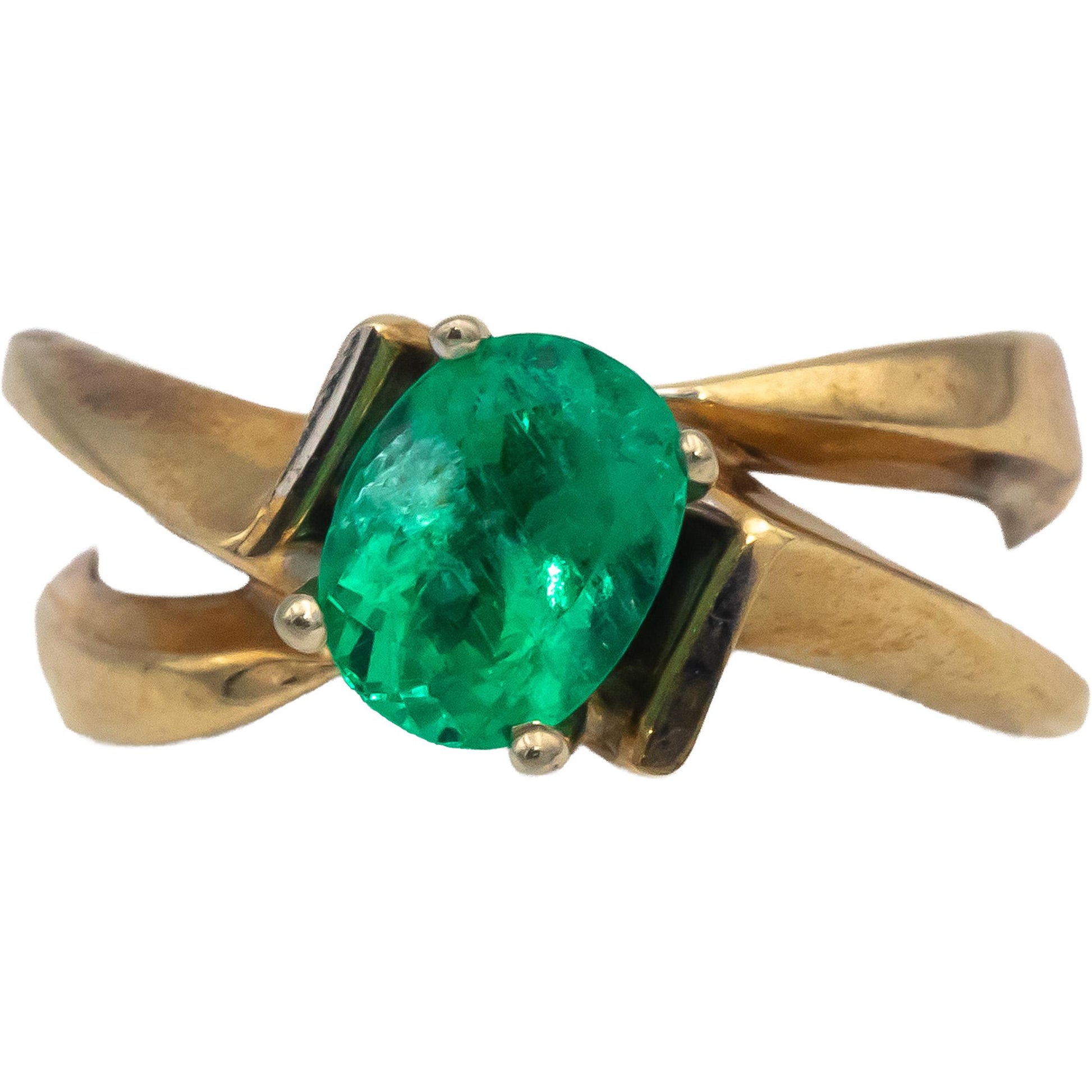 14k Yellow Gold Oval Cut Emerald Solitaire Ring 1.90CT Size 9