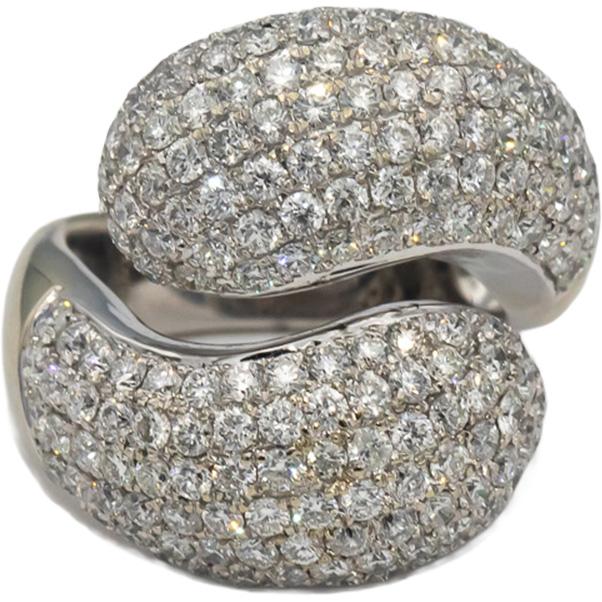 18k White Gold VS Round Diamond Cluster By Pass Ring 3.93CTW Size 7