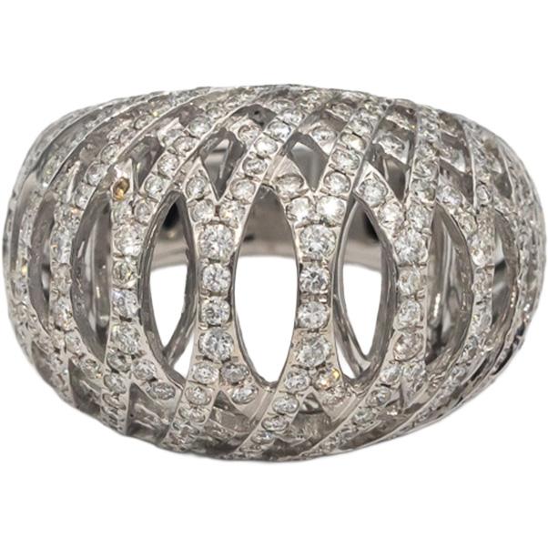 18k White Gold Round Diamond Interwoven Open Dome Ring 1.05CT Size 6.75
