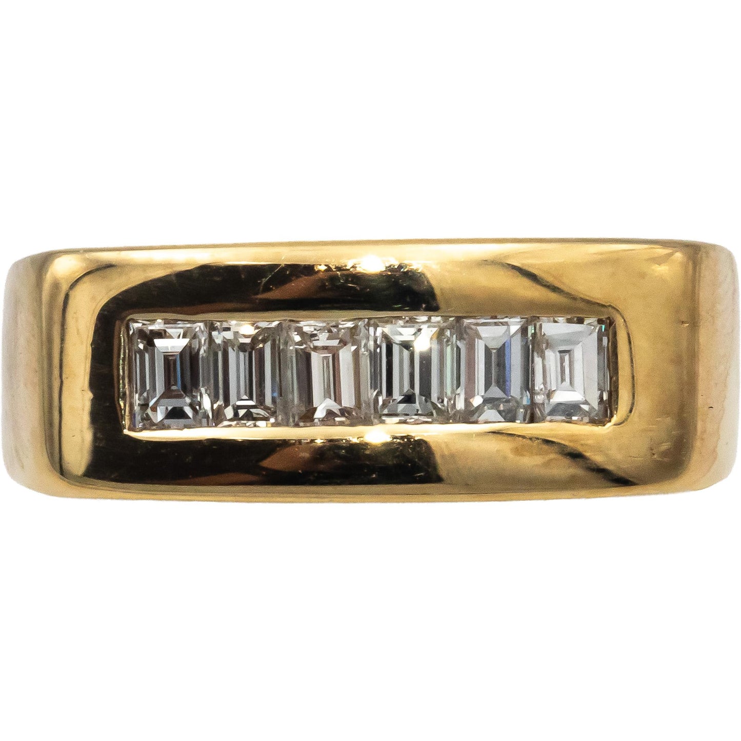 14k Yellow Gold VS Emerald Cut Channel Set Diamond Men's Band Ring 0.60CT Size 7