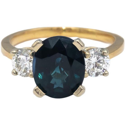 CGL Certified 18k Yellow Gold Oval Sapphire & Round Diamond Ring 5.97CT Size 8