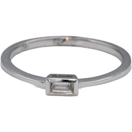 18k White Gold VS Emerald Cut Diamond Solitaire Band Ring 0.08CT Size 7