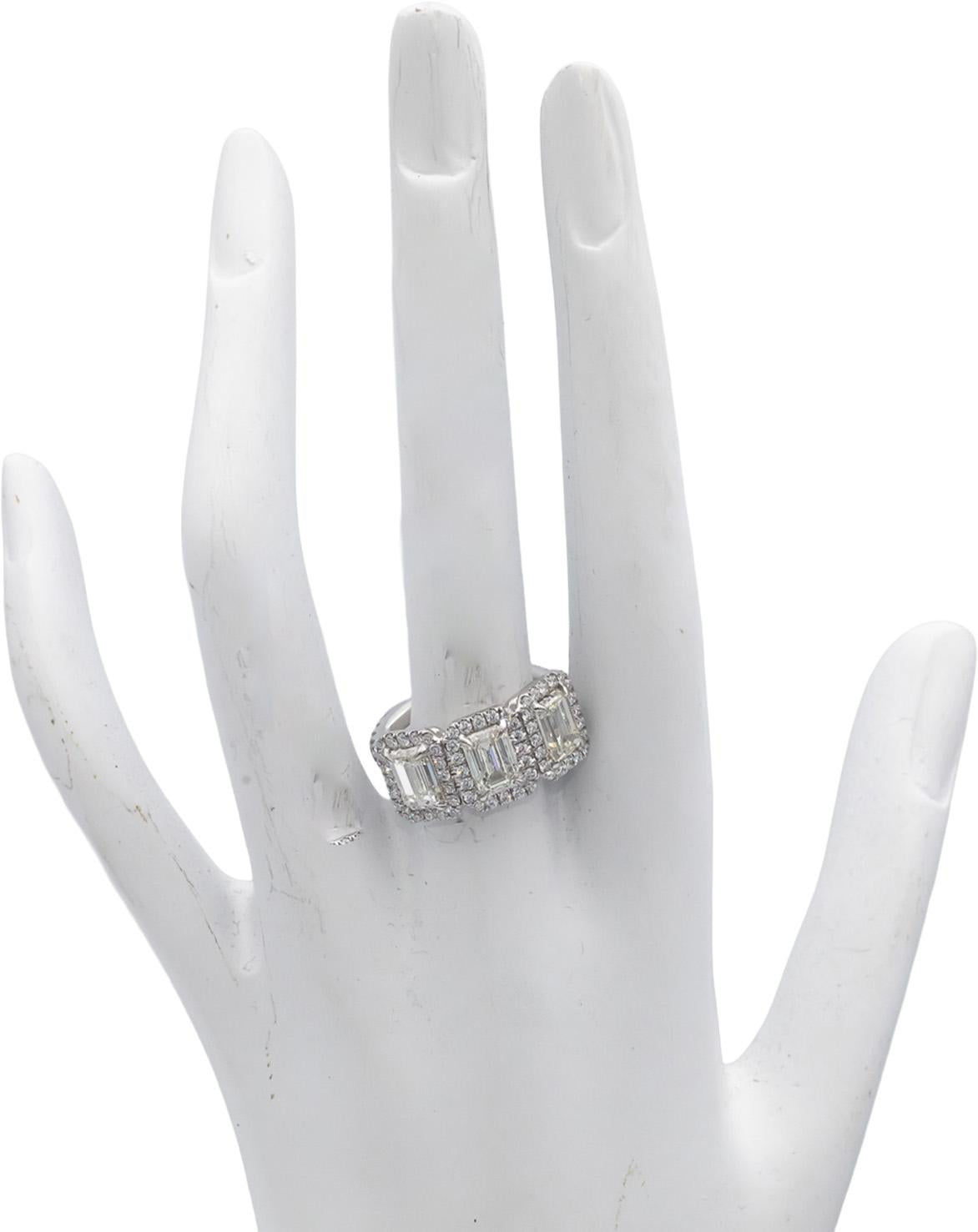 GIA Certified 18k White Gold Diamond Engagement Ring 4.04CTW Size 6.5