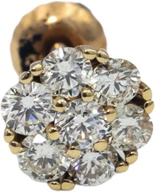 14k Yellow Gold Round Diamond Cluster Flower Stud Screw Back Earrings 1.23CT