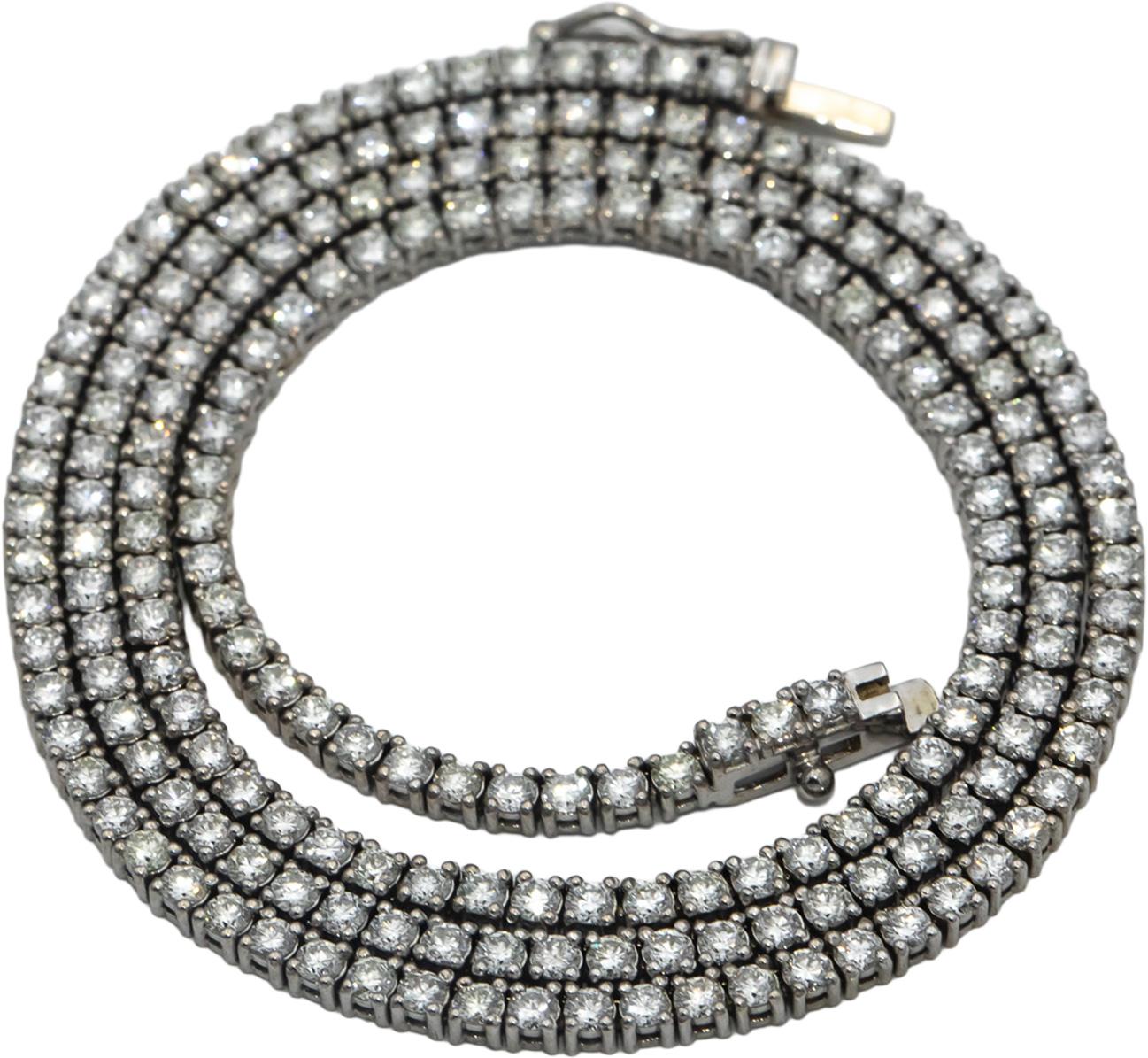 14k White Gold VS Round Diamond Tennis Necklace 6.82CT
