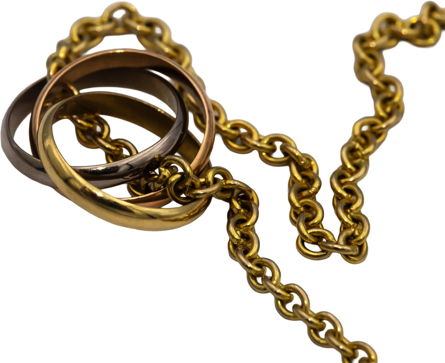 CARTIER 18k Tri-Color Gold Trinity Interlocking Rings Necklace