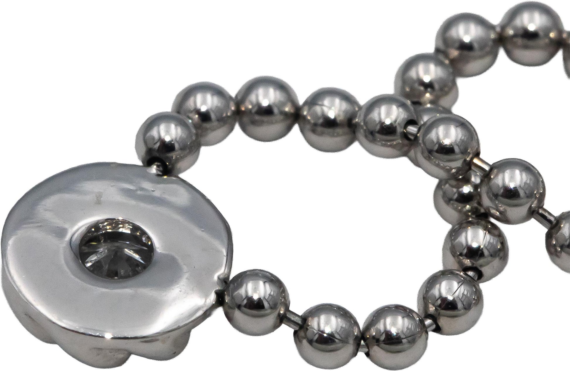 ROBERTO COIN 18k White Gold VS Round Diamond Beaded Necklace 0.10CT