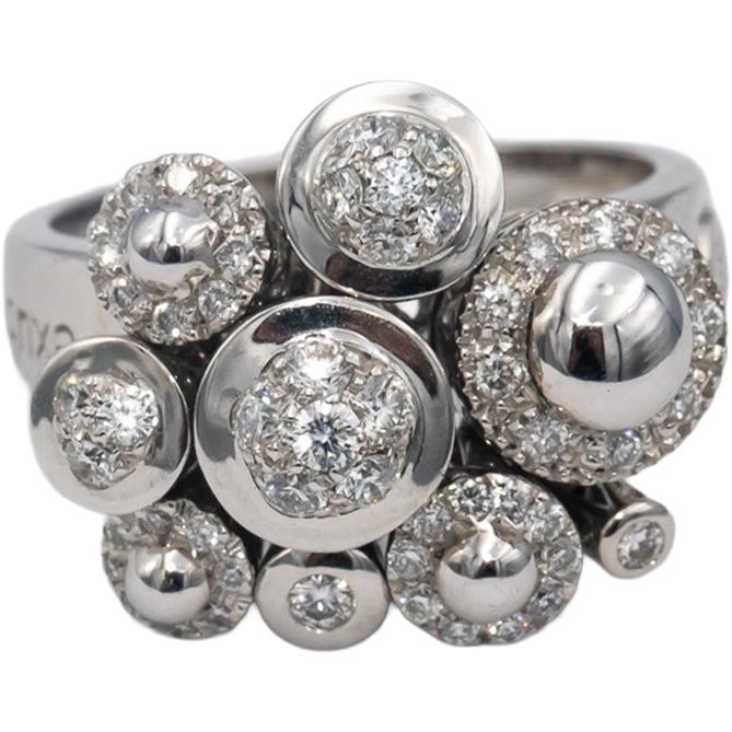 VECCHIO GIOIELLI 18k White Gold Round Diamond En-Tremblant Ring 1.0CT Size 7.5