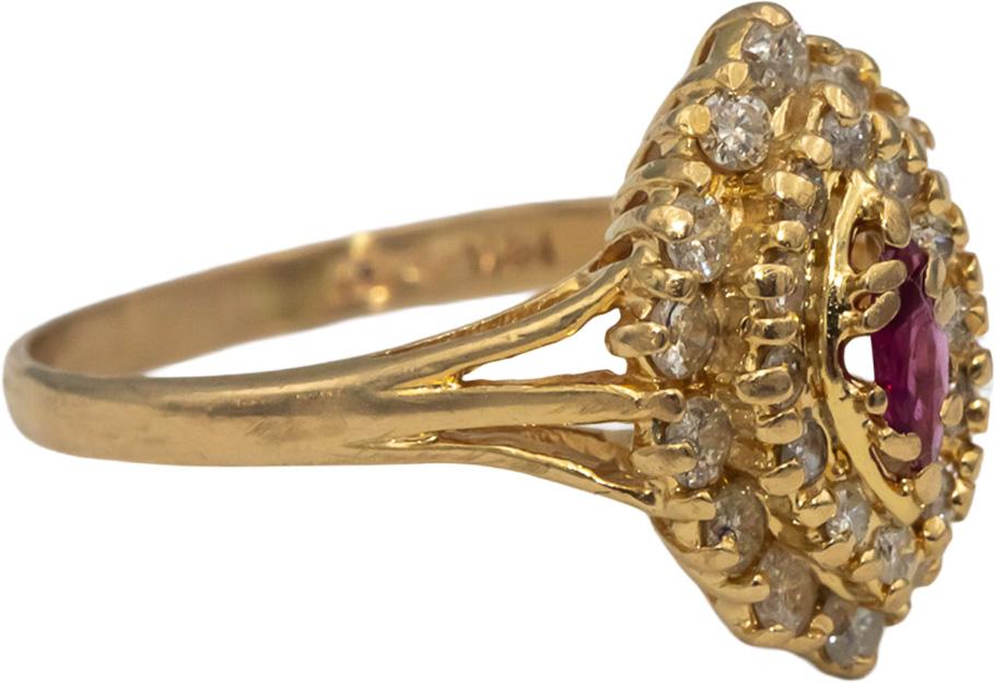 14k Yellow Gold Ruby and Diamond Cocktail Ring 0.85CTW Size 8