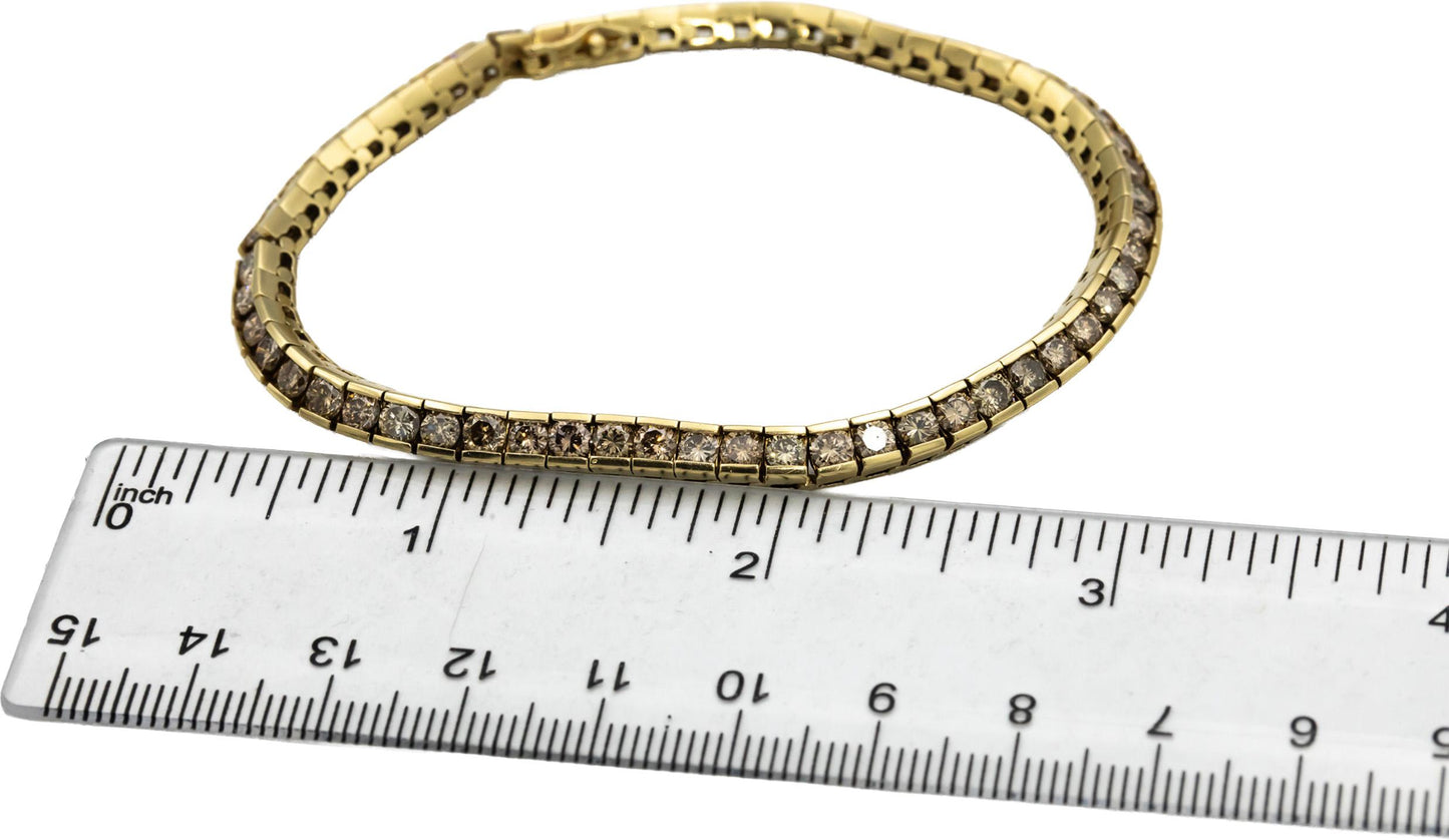 14k Yellow Gold Round Channel Set Diamond Tennis Bracelet 7.50CT