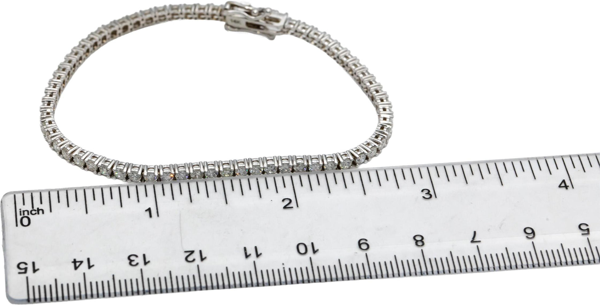 14k White Gold Round Diamond Tennis Bracelet 3.45CT