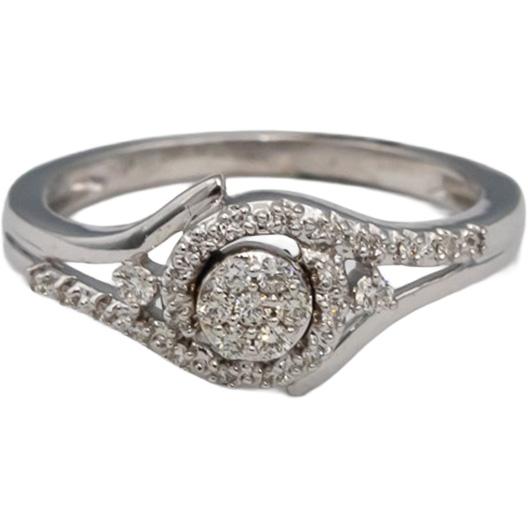 18k White Gold VS Round Diamond Cocktail Ring 0.18CT Size 6.25