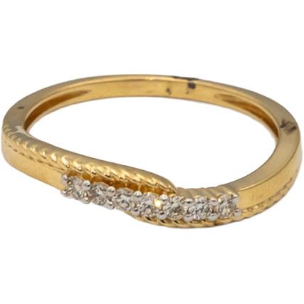 18k Yellow Gold VS Round Diamond Wavy Band Ring 0.12CT Size 6.25