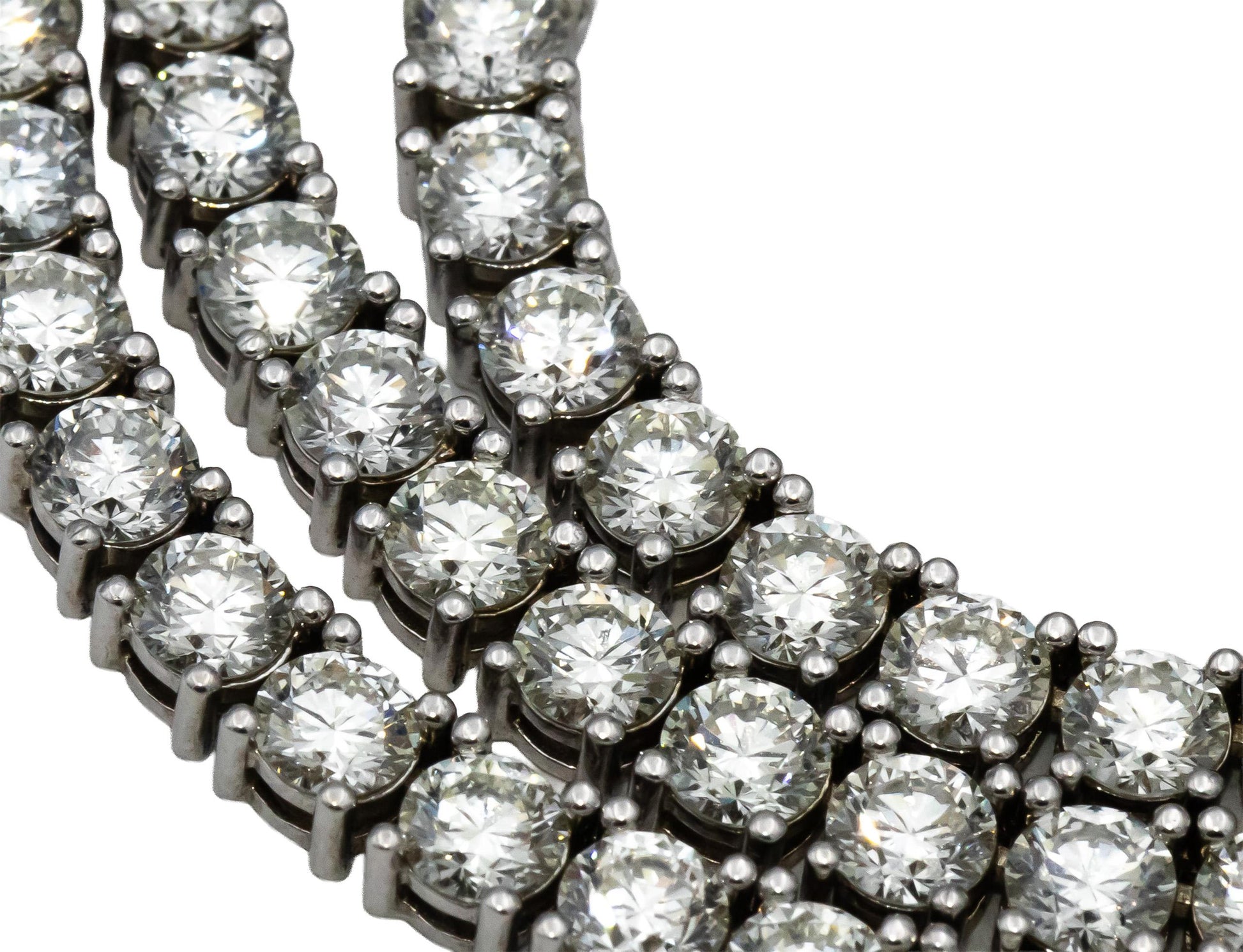 14k White Gold VS Round Diamond Tennis Necklace 25.03CT