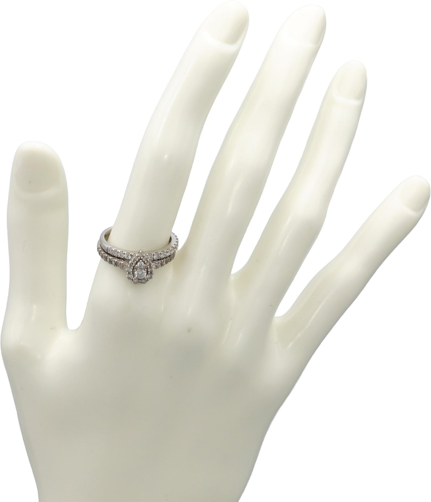 10k White Gold Round Lab Grown Diamond Bridal Engagement Ring Set 0.75CT
