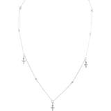 10k White Gold Round Diamond By The Yard Cross Dangle Necklace 0.34CT