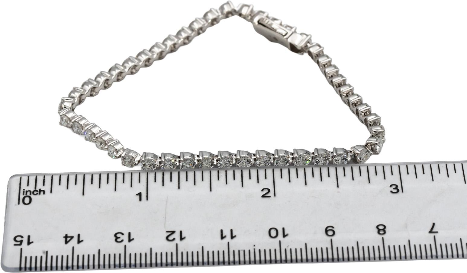 14k White Gold 5.0CT Round Cut Lab Grown Diamond Tennis Bracelet