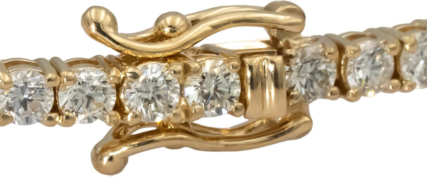 14k Yellow Gold VS Round Diamond Tennis Bracelet 4.57CT