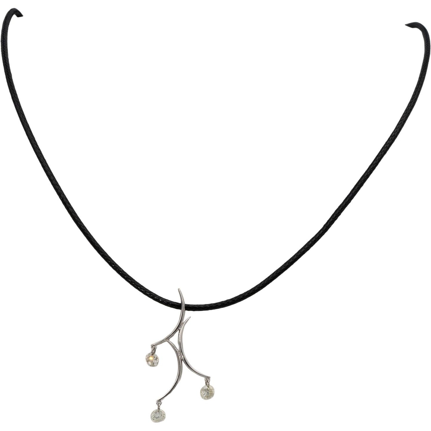 14k White Gold Round Diamond Dangle Pendant Necklace 0.73CT