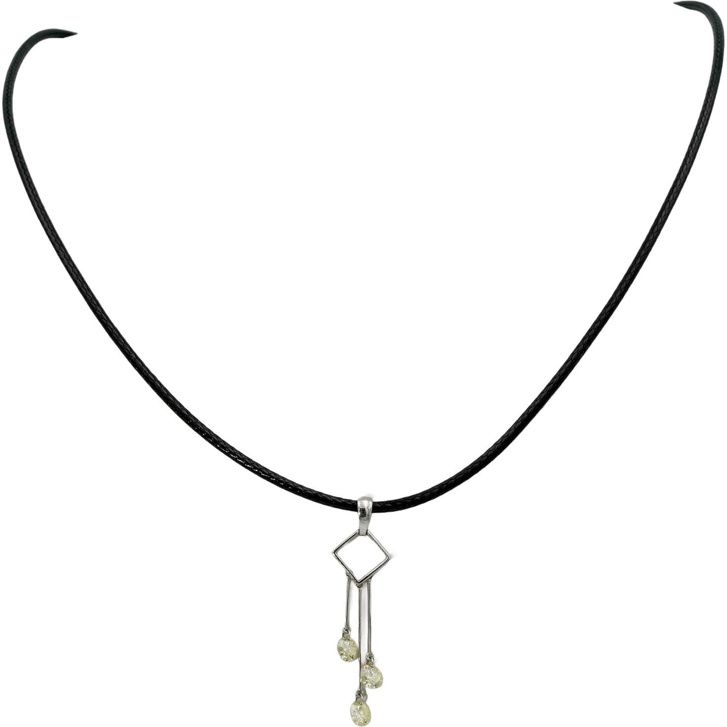 14k White Gold Round Diamond Dangle Pendant Necklace 0.55CT