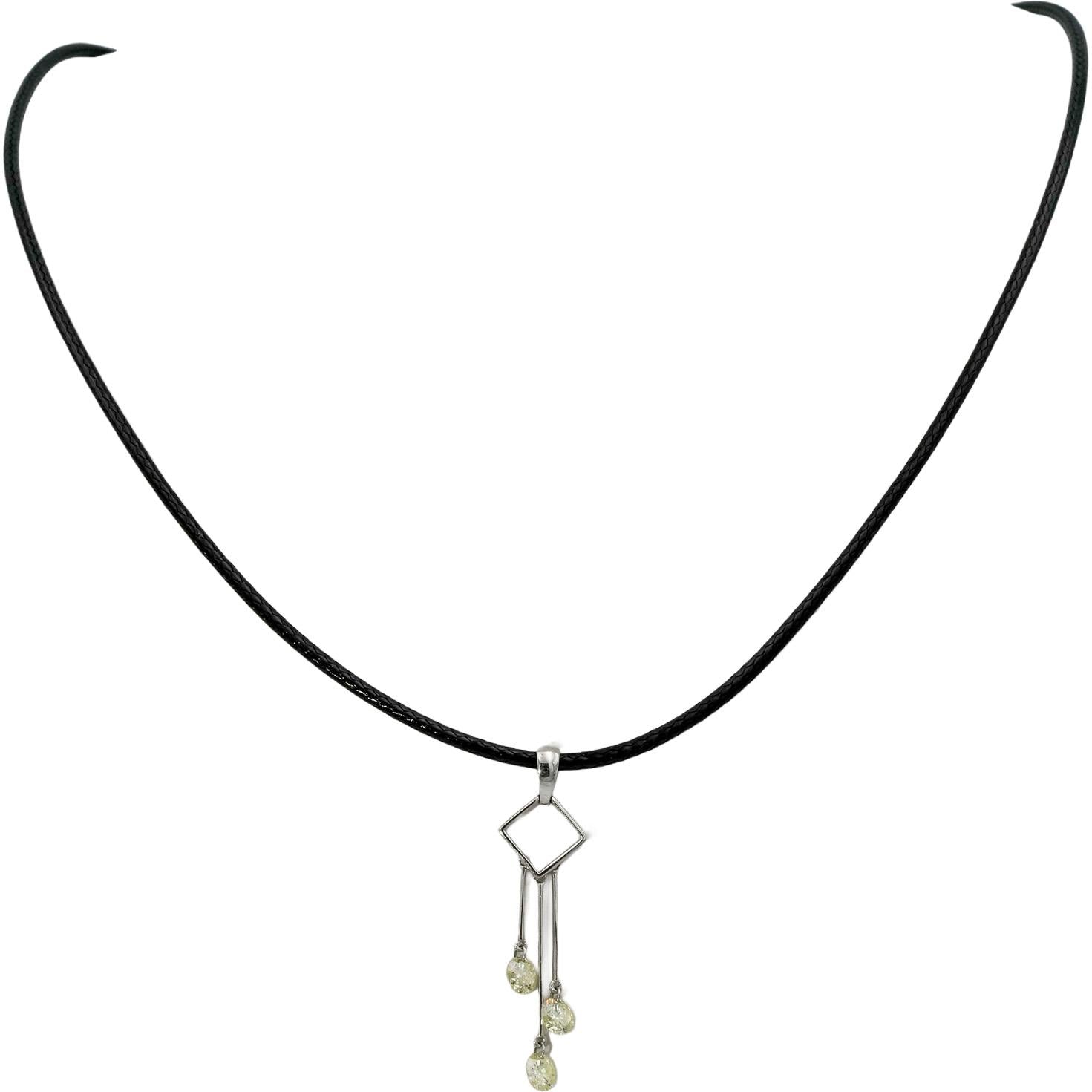 14k White Gold Round Diamond Dangle Pendant Necklace 0.55CT