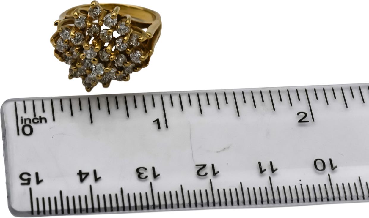 14k Yellow Gold Round Diamond Cluster Cocktail Ring 1.0CT Size 4.5