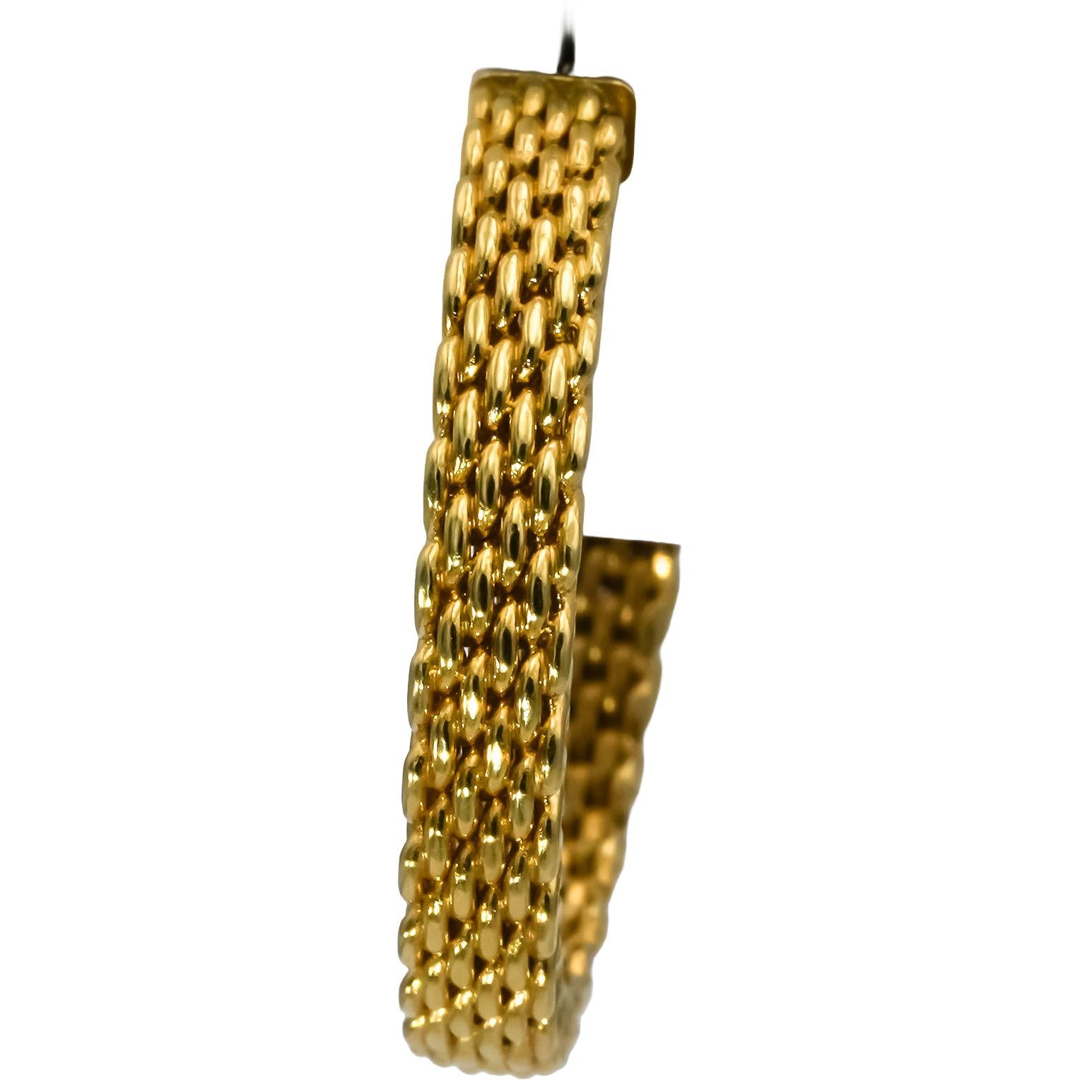 TIFFANY & CO. 18k Yellow Gold Somerset Mesh Hoop Earrings