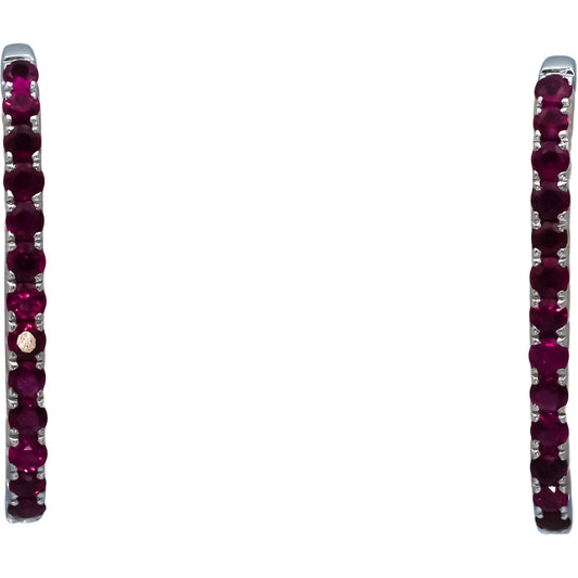 18k White Gold Round Ruby Stud Earrings 0.60CT