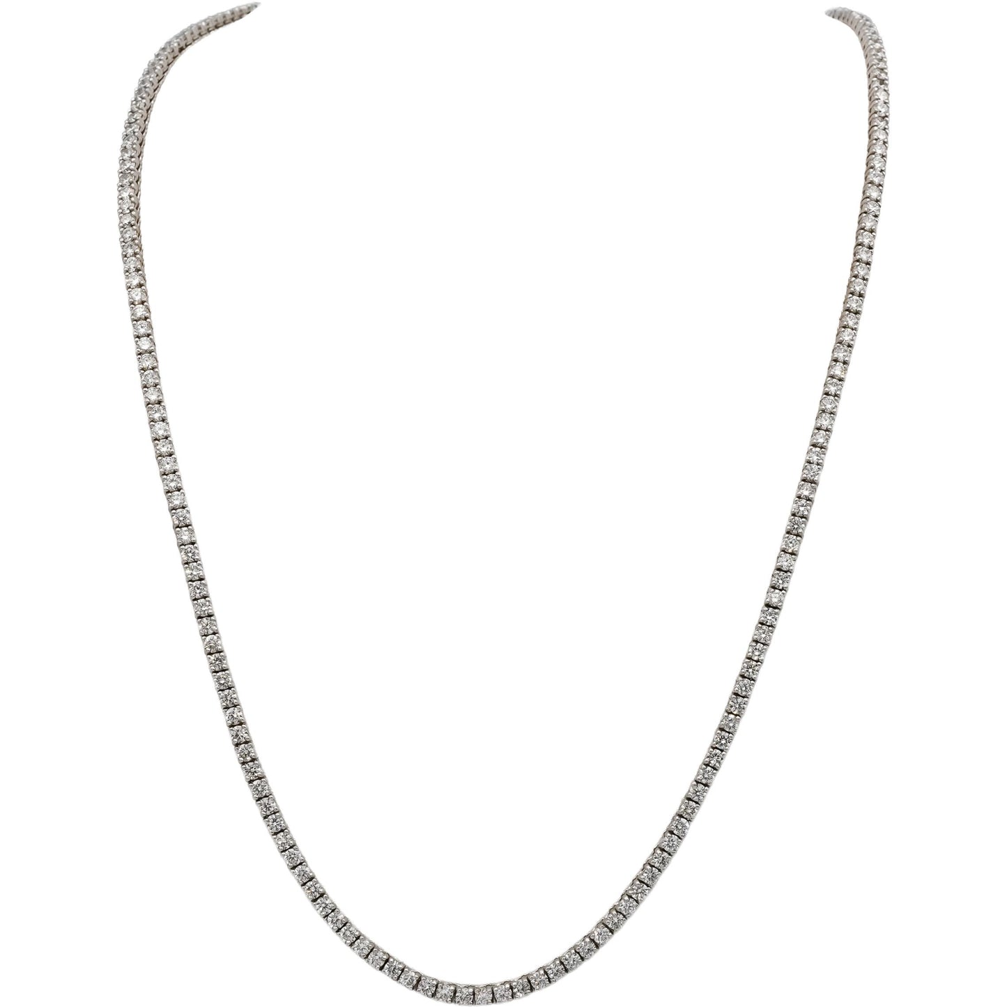18k White Gold VS Round Diamond Tennis Necklace 14.94CT