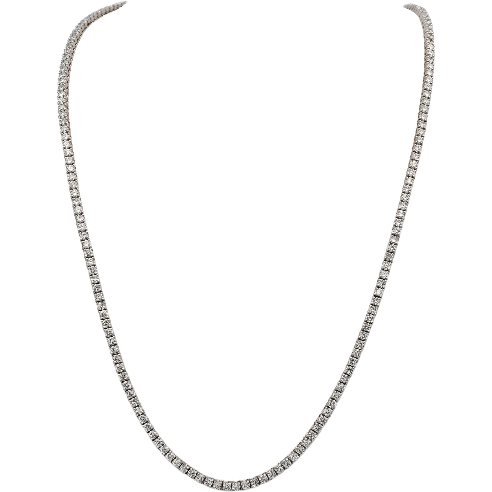 18k White Gold VS Round Diamond Tennis Necklace 14.94CT