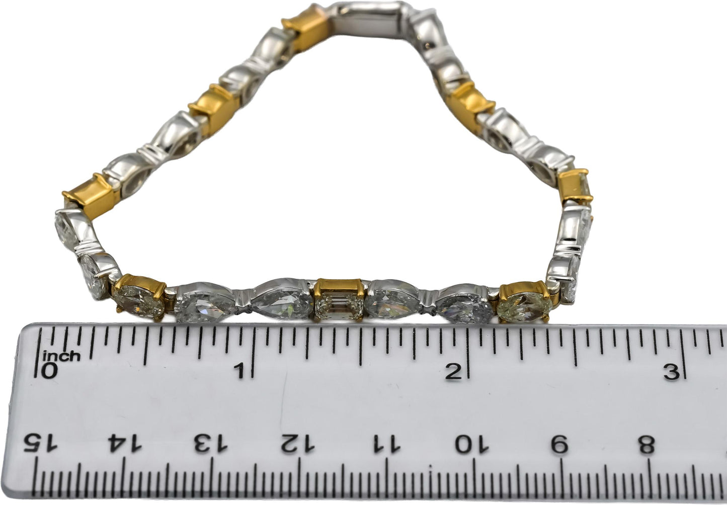 18k White Yellow Gold Emerald Oval Pear Cut Diamond Bracelet 14.0CT