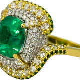 STAMBOLIAN 18k Yellow Gold Emerald and VS Diamond Cocktail Ring 10.50CT Size 8