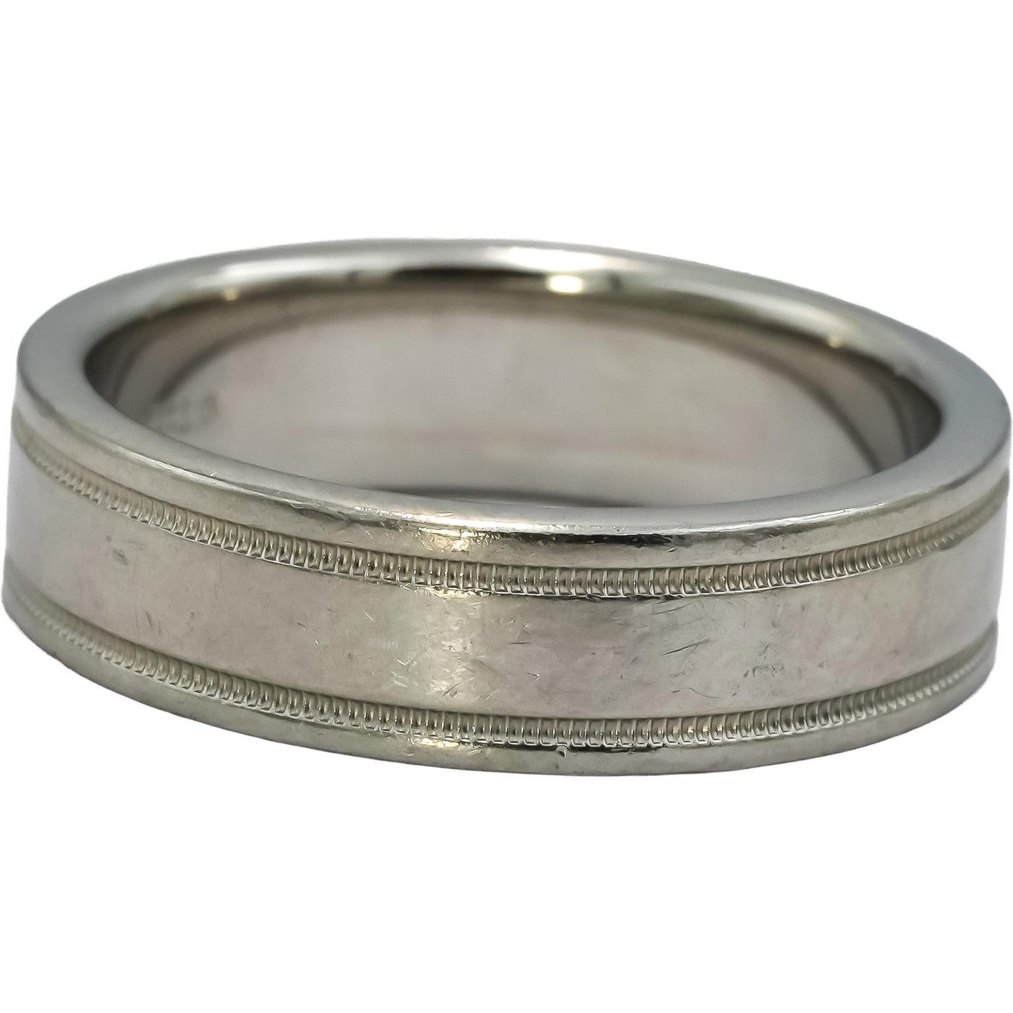 TIFFANY & CO. Platinum Together Double Milgrain Wedding Band Ring Size 9