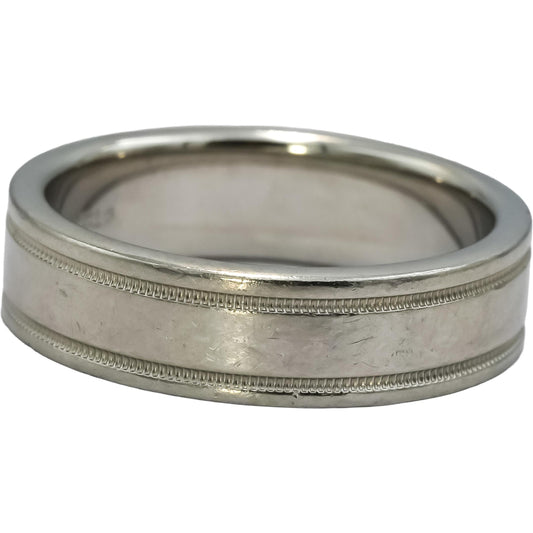 TIFFANY & CO. Platinum Together Double Milgrain Wedding Band Ring Size 9