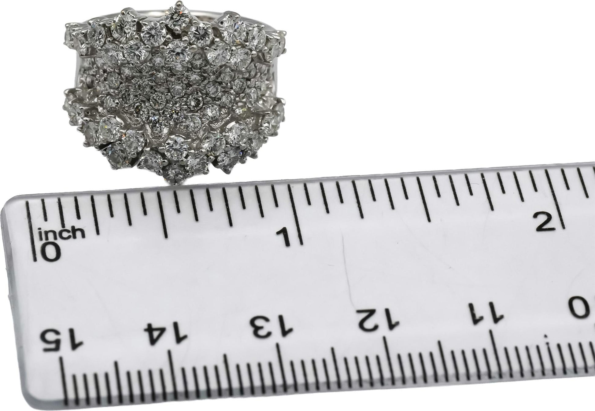 SONIA B. 18k White Gold Round Diamond Cluster Cocktail Ring 1.90CT Size 5.25